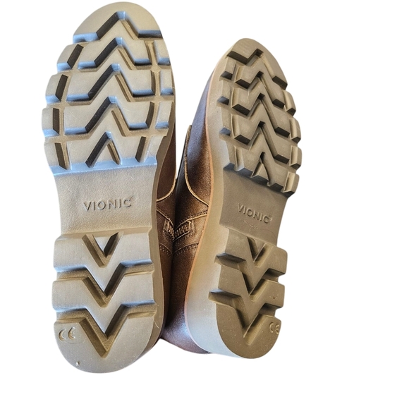 Vionic Lani Combat Boot GREIGE Womens Vintage Leather NEW - Picture 6 of 7